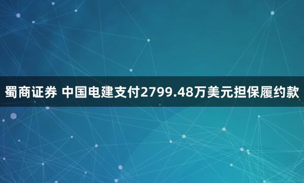 蜀商证券 中国电建支付2799.48万美元担保履约款
