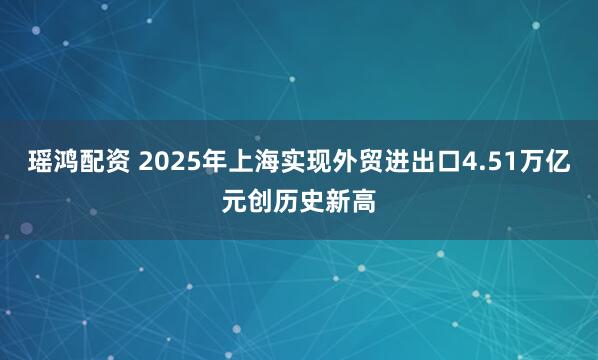 瑶鸿配资 2025年上海实现外贸进出口4.51万亿元创历史新高