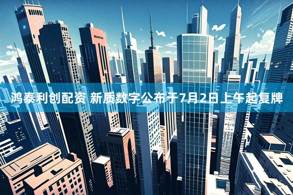 鸿泰利创配资 新质数字公布于7月2日上午起复牌
